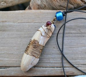 Driftwood pendant with bronze wrap, Will Bushell, FoundMadeArt, Etsy