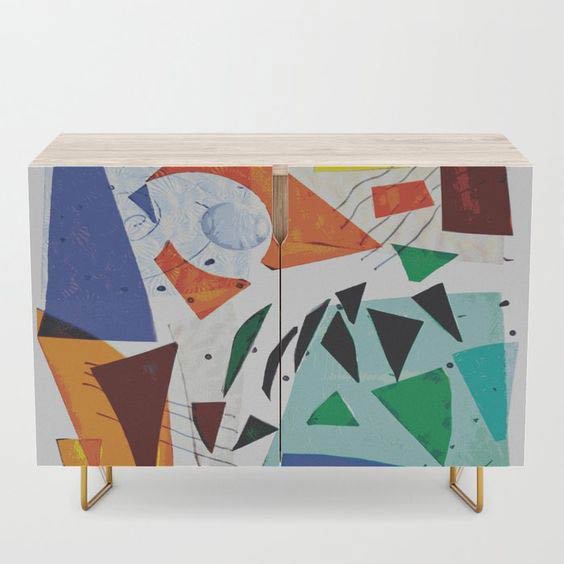 Blue and Orange Credenza by Summerhouse Art on Society 6