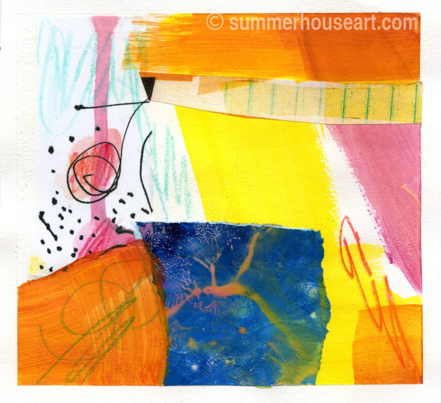 Making the Switch from Fabric Collage to Small Paper Collage Summerhouse Art