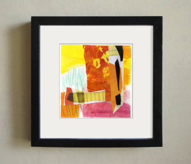 Framed small Abstract Collage by Helen Bushell, summerhouseart.com