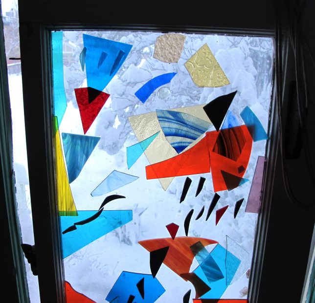 Stained Glass Window on Snowy Day summerhouseart.com
